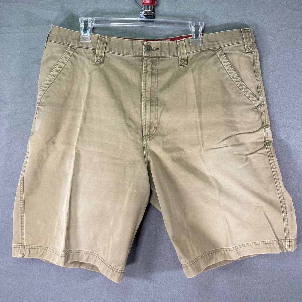 Men's Old Navy Flat Front Tan Khaki Shorts Casual Cotton Blend Size 38