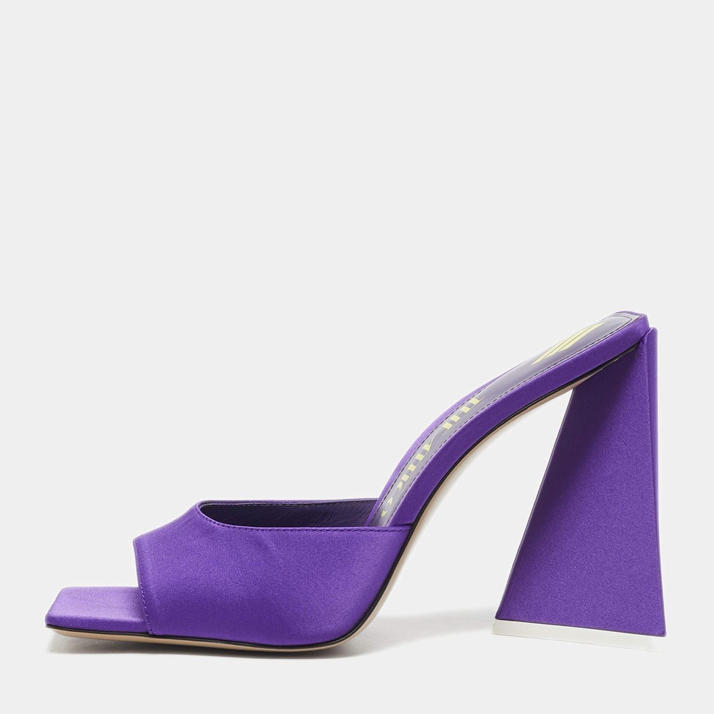 The Attico Purple Satin Devon Slide Sandals Size 41