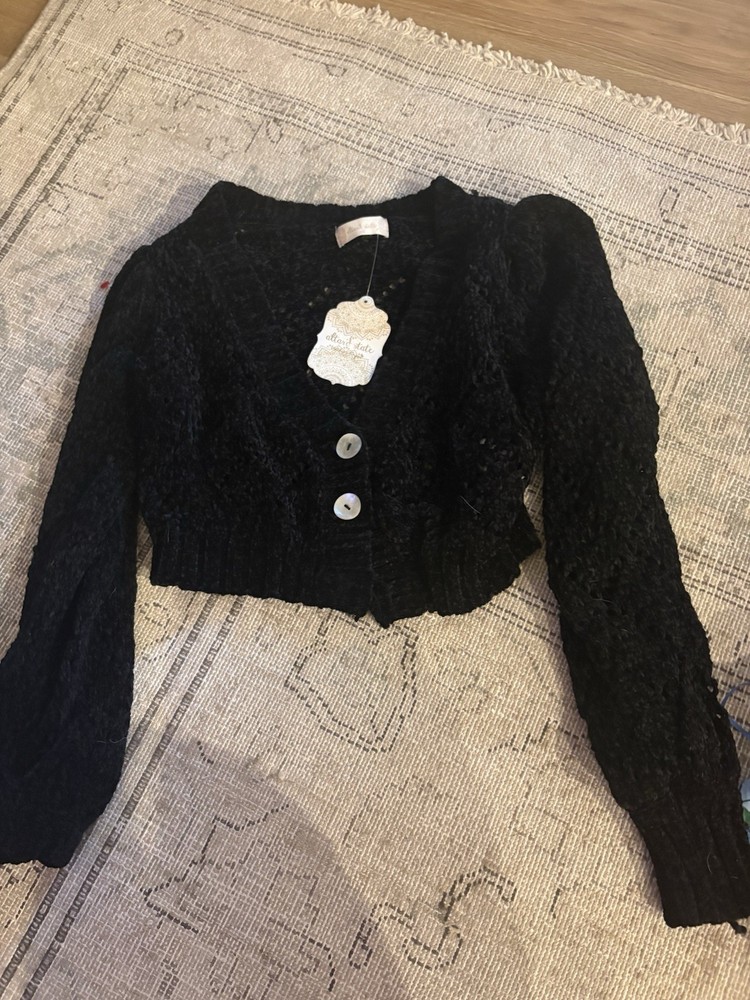 Altar'd State Black Solid Knit Button-Front Cardigan Sweater Women's XS