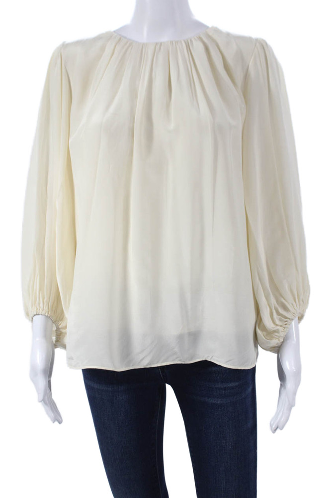 AYR Womens Silk Basic 3/4 Sleeve Round Neck Ivory Blouse Size MFree Shipping in US $100+ Orders | $6.95 Orders Below