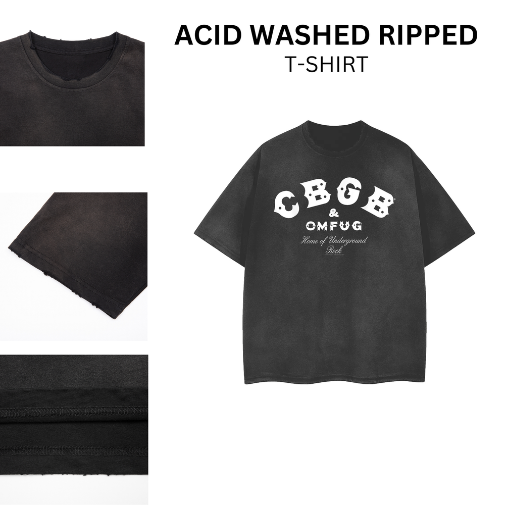 Vintage Acid Wash Ripped Rock Band Tee - Distressed Unisex T-Shirt 103540
