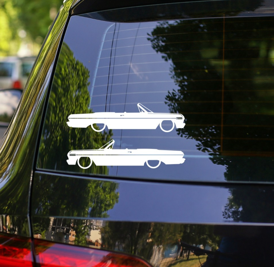 2x Lowered Classic Decal Stickers for 1963 Chevrolet Impala Convertible Classic