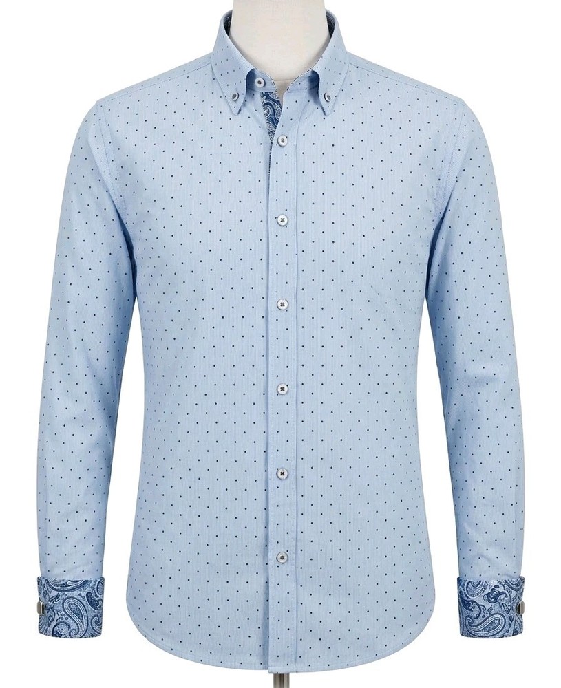 Cactus Man Ricky Singh Men's  Polka Dot Stripe Button-Up Shirt L (260416-09)