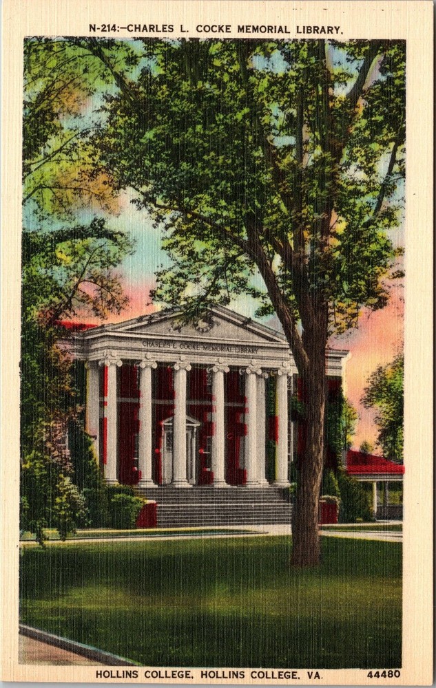 Hollins College VA-Virginia, Cocke Memorial Library, Vintage Postcard