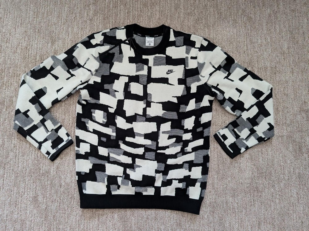 Nike Sportswear Tech Pack Engineered  Black/White Sweater DD6628 Men Size Medium
