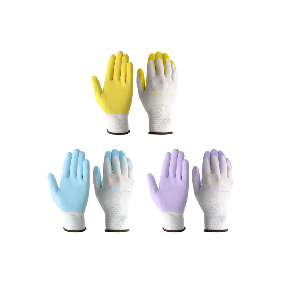 HANDLANDY Women's Breathable Nitrile Coated Gardening Gloves 3-Pack for Yard Work