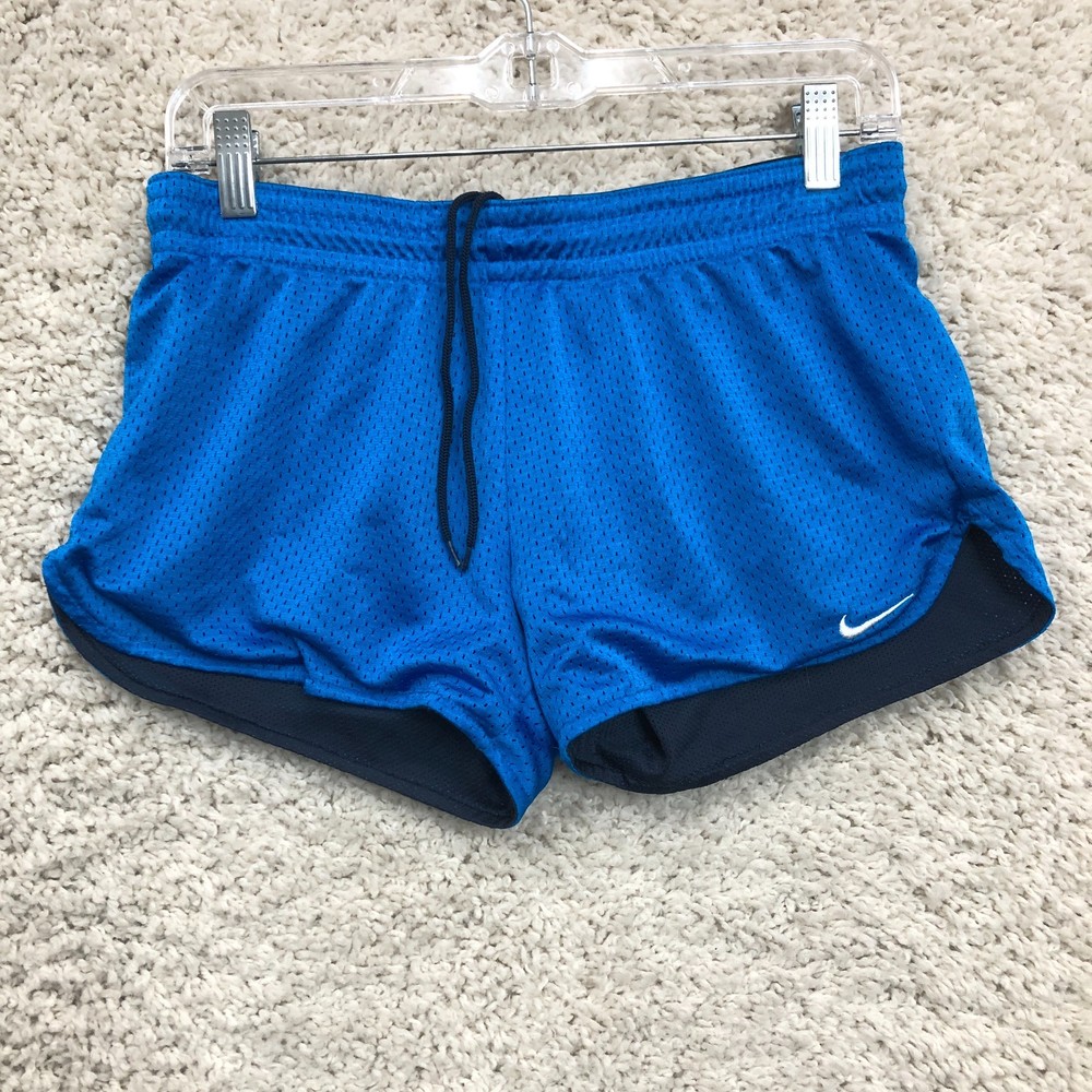Nike Shorts Extra Small Adult Blue Mesh Swoosh Low Rise Athletic Training Womens