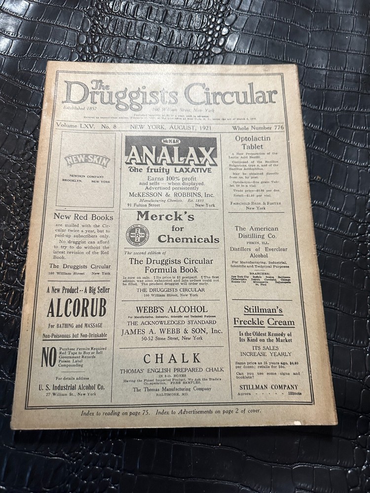 Druggist's Circular Chemistry Pharmacy Trade Magazine AUGUST 1921 great ads
