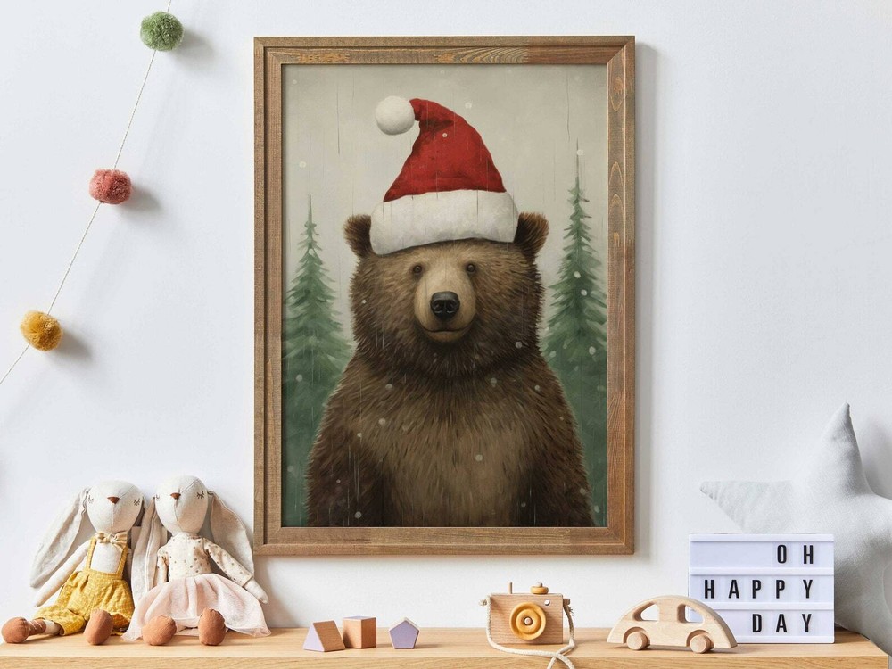 Bear Christmas Print For Kids Room Bear Nursery Decor Christmas Animal Art