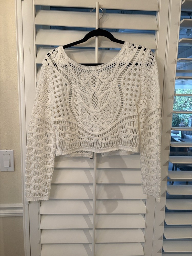 Ba&sh Crocheted Long Sleeve Top