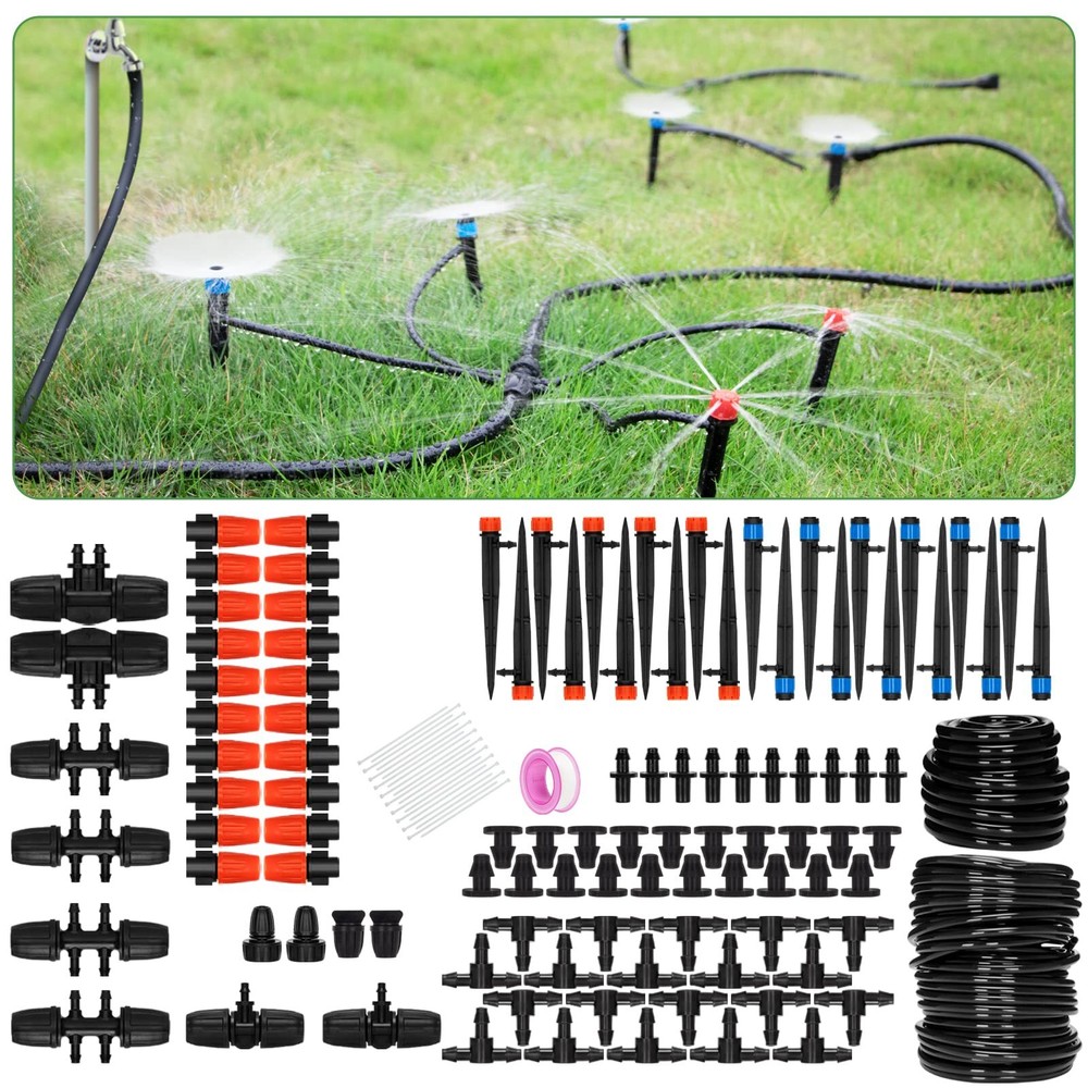 130ft Drip Irrigation Kit Garden Irrigation System With Drip Nozzle Emittersdrip
