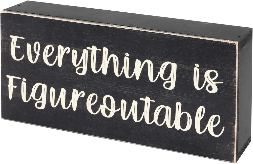 Home Office Desk Decor - Inspirational Farmhouse Wooden Box Sign - Everything