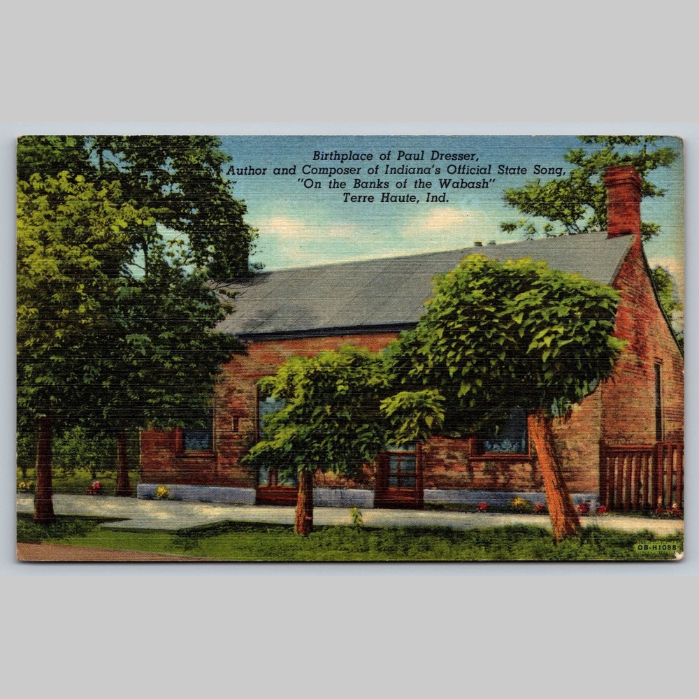 Postcard Birthplace of Paul Dresser Terre Haute Indiana