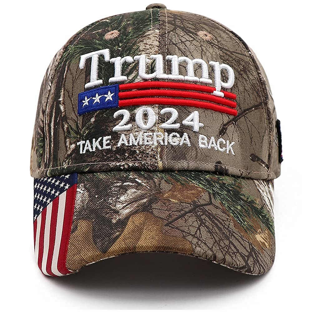 Trump 2024 MAGA Camo Hat Take America Back USA Flag Design  