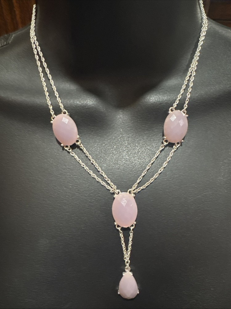 Vintage Avon SP Purple Lavender Bead Faceted Teardrop Pendant Necklace