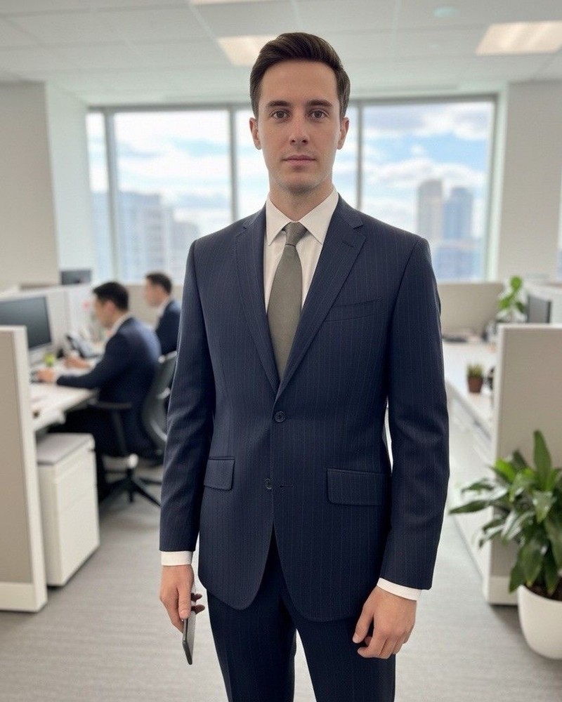 Ted Baker Endurance ‘Jones CT’ Wool Stitched Lapel Navy Striped Suit 36R 28x30