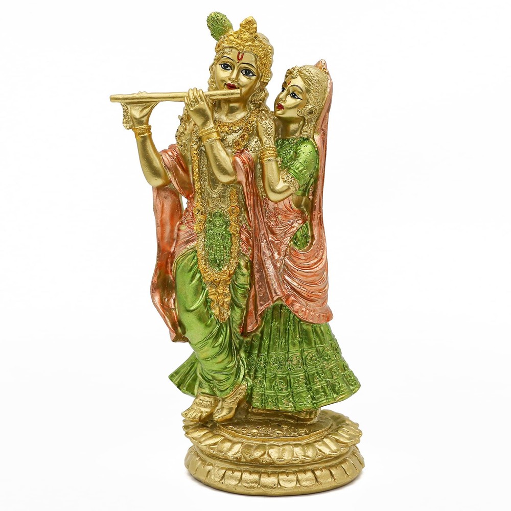 Hindu Idol Radha Krishna Statue - Indian God Goddess Figurine Murti Pooja Ite...