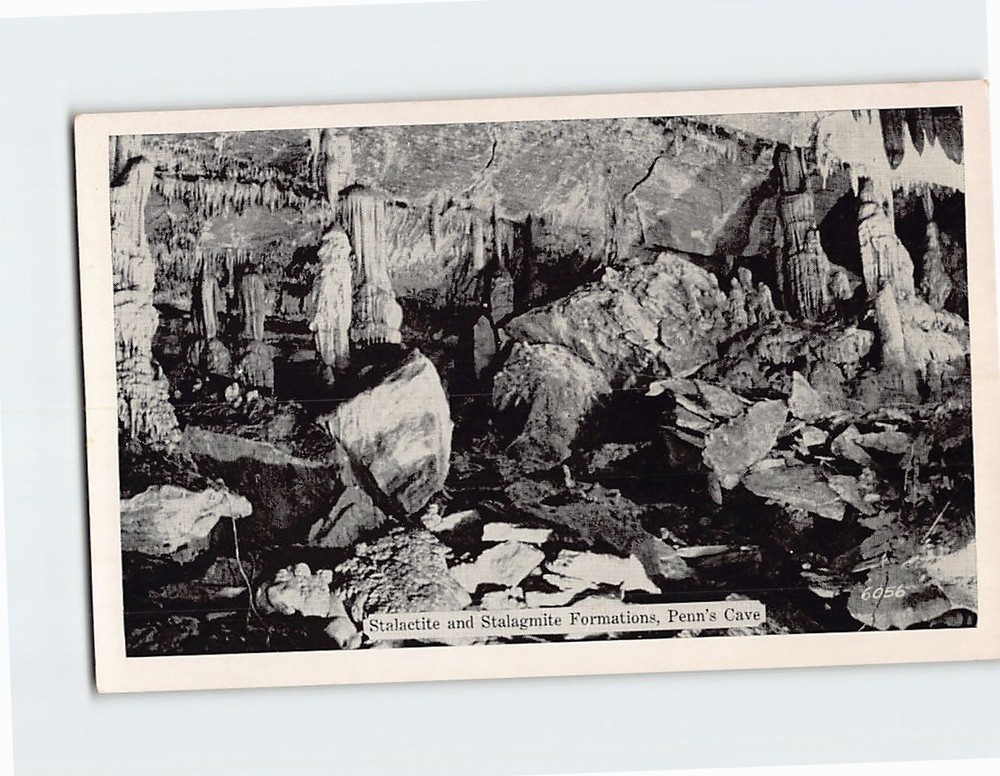 Postcard Stalactite and Stalagmite Formations Penn's Cave Pennsylvania USA