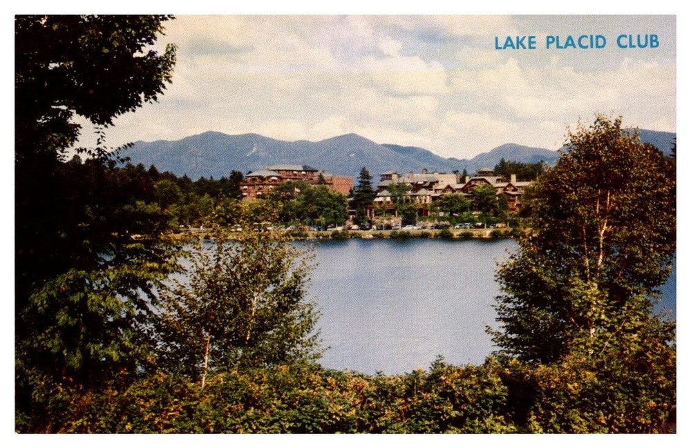 1950s Looking Across Mirror Lake to Lake Placid Club New York Vintage Postcard