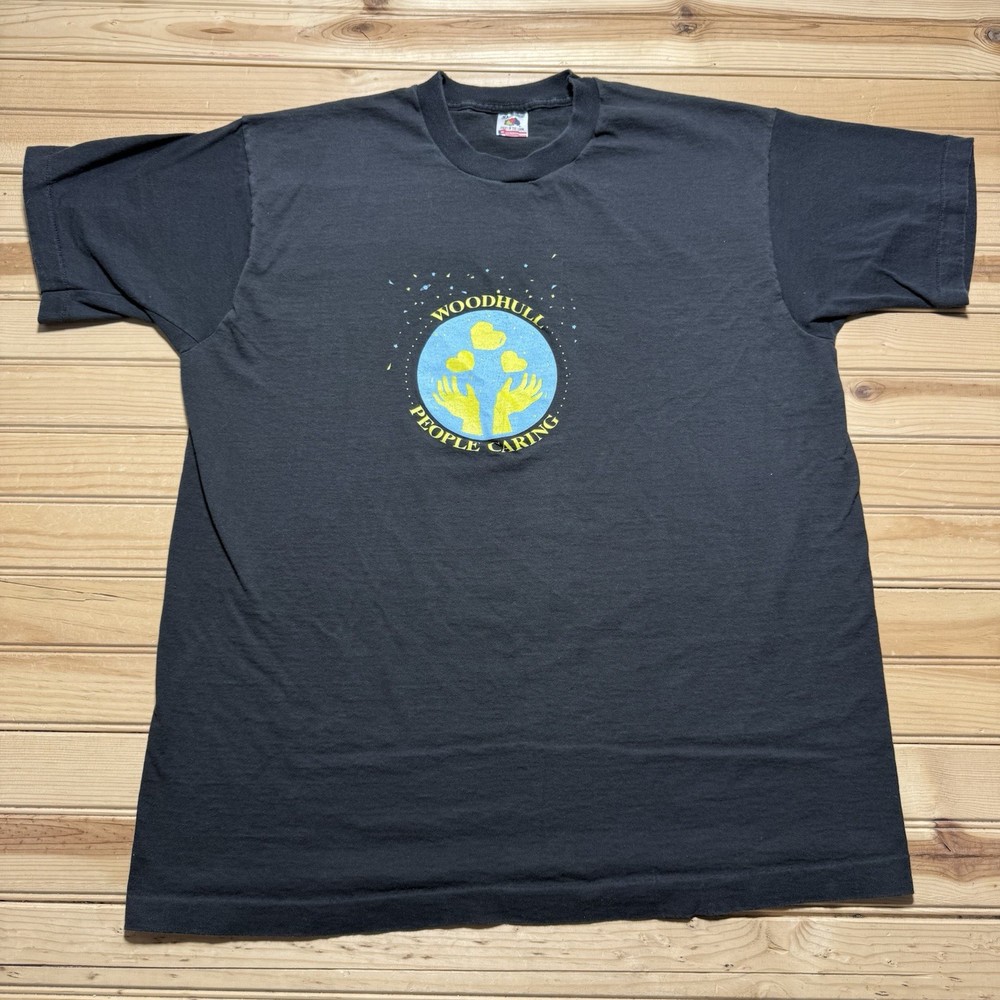 Vintage 90s Woodhull People Caring Medical Hospital Advocacy Logo Shirt Size XL