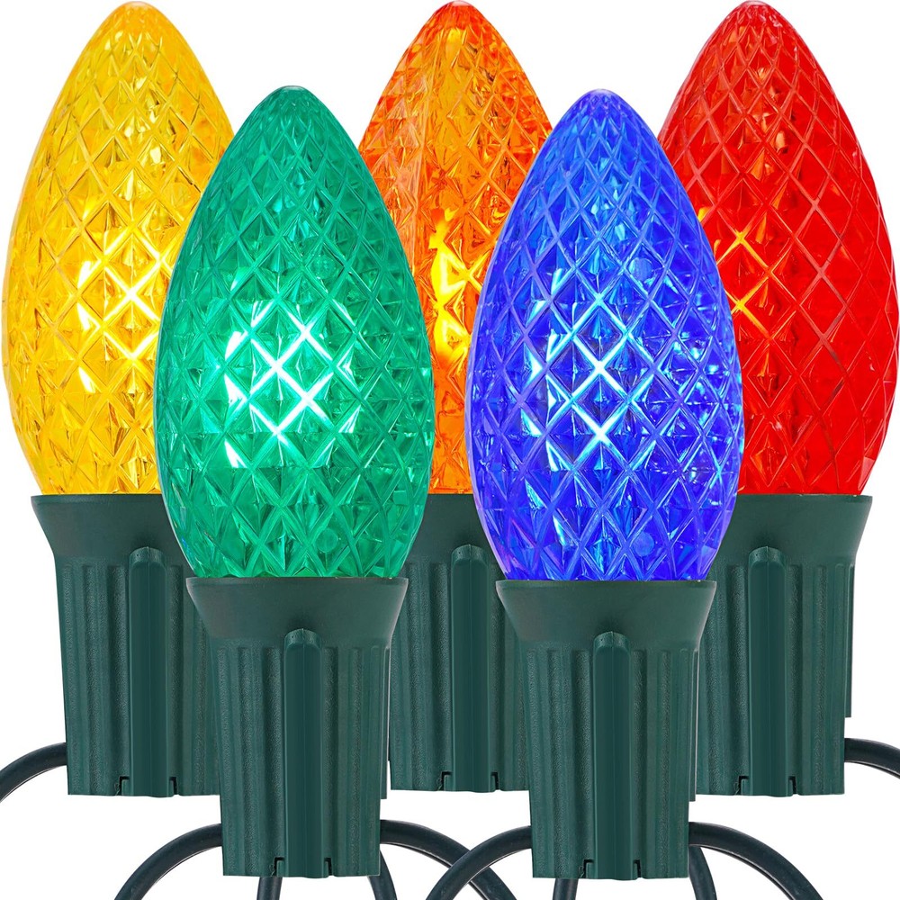 C9 Led String Lights, 50ft Connectable Shatterproof LED Christmas Strawberry ...