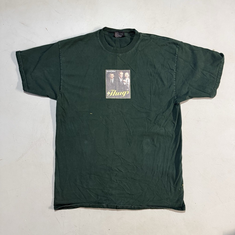 Vintage Serial Killer Made In USA Thugs Shirt XL Green