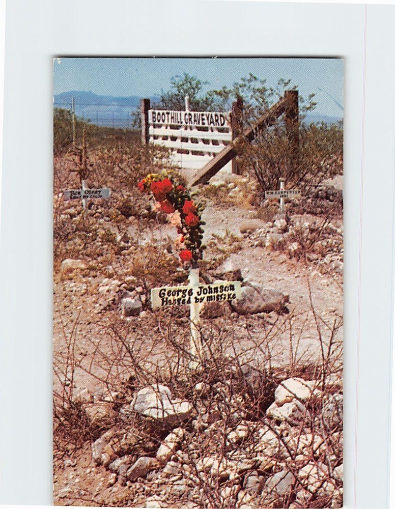 Postcard George Johnson grave Boothill Graveyard Tombstone Arizona USA