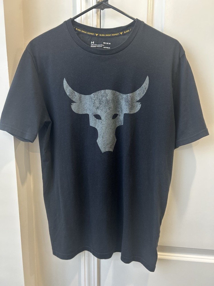 Under Armour Project Rock HeatGear Men's Black Cotton Graphic T-Shirt M
