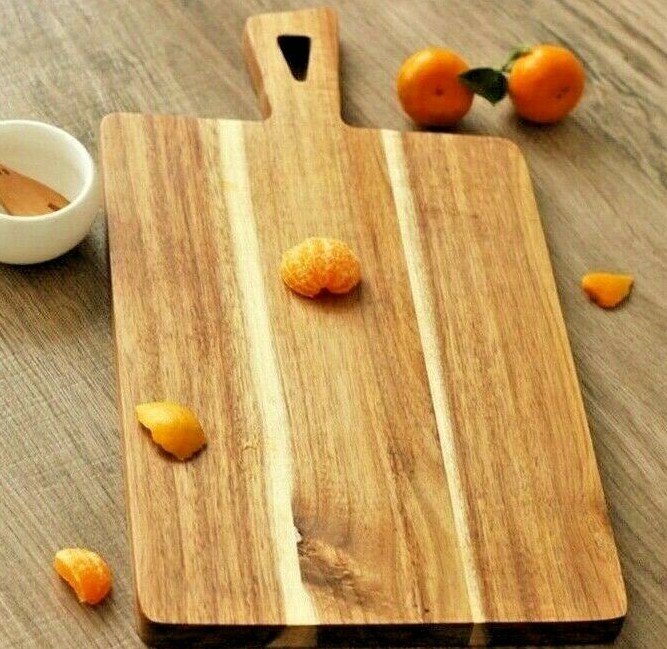 Acacia Wood Rectangular Cutting Boards Chopping Slicing Cut Blocks Bread Tray L-image