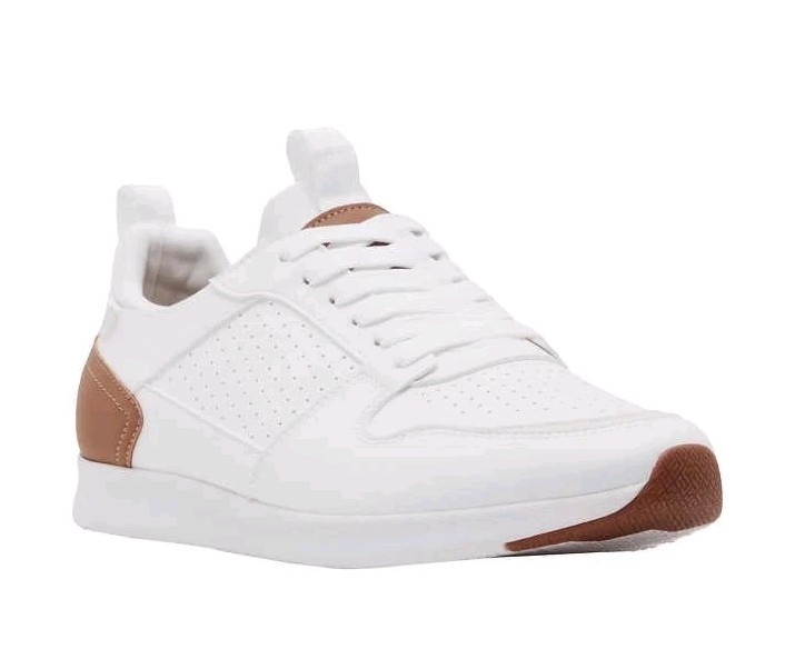 *NIB* Steve Madden Men's P-Sonny Comfort Foam Lace Up Sneakers (White/Tan, 12)