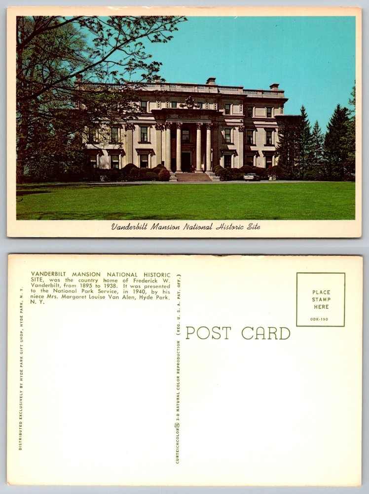 Vanderbilt Mansion Hyde Park NY Curteichcolor Postcard National Historic Site