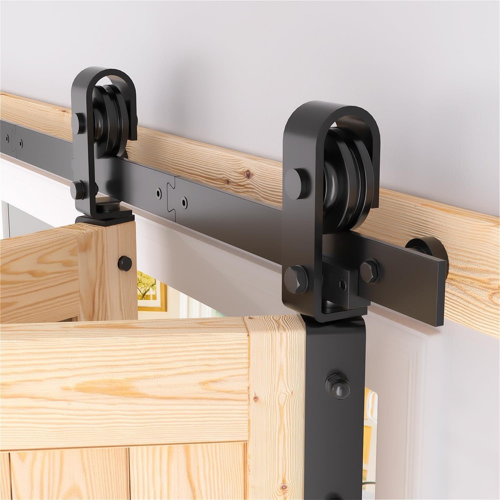 48-Inch Black Plastic Bifold Barn Door Hardware Kit for Double Doors