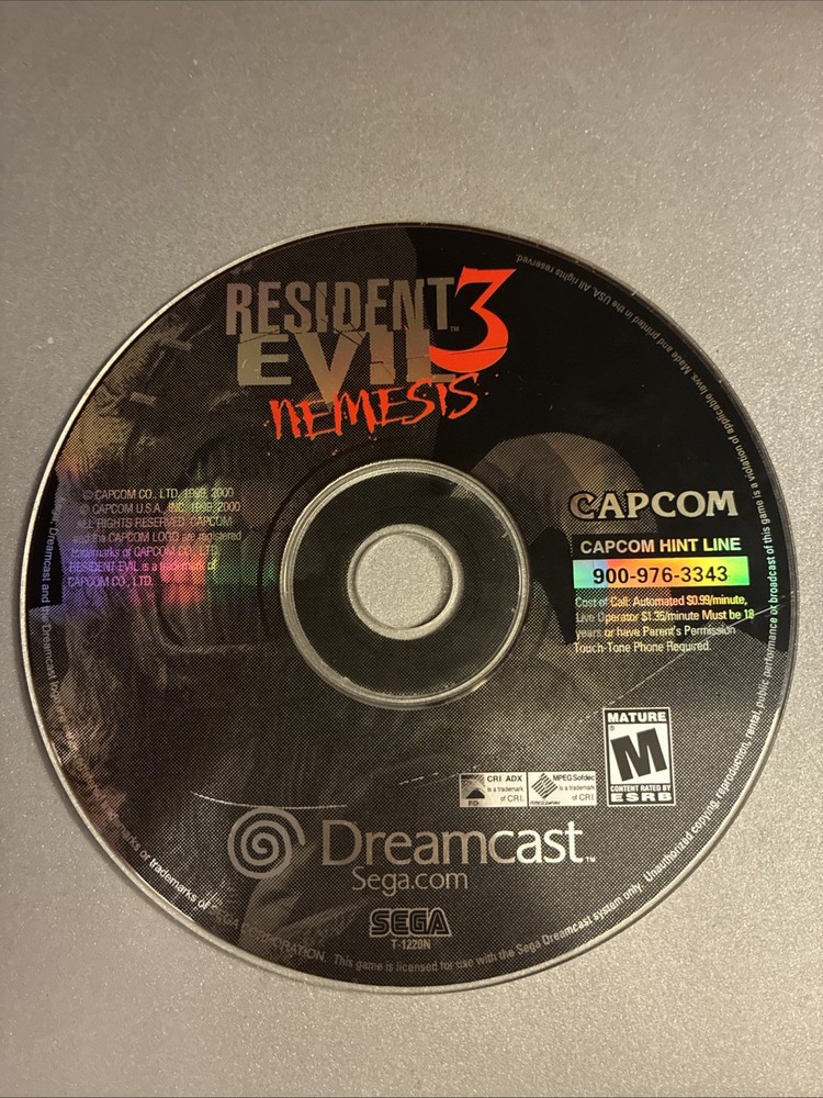 Resident Evil 3-Nemesis Dreamcast (Untested) Disc Only