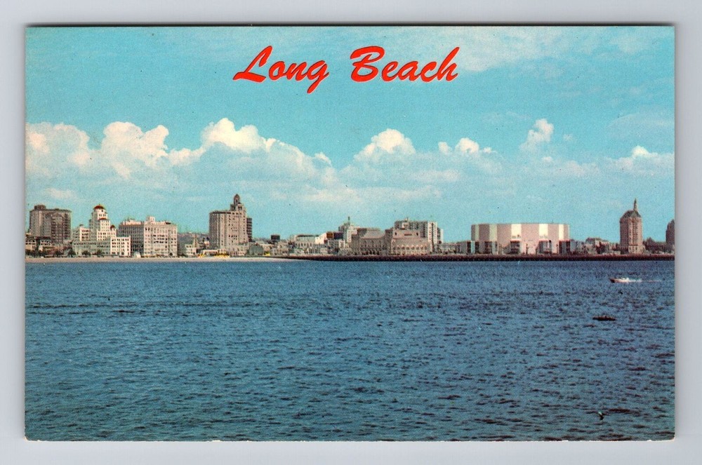 Long Beach CA-California, Skyline Of Long Beach, Antique Vintage Postcard