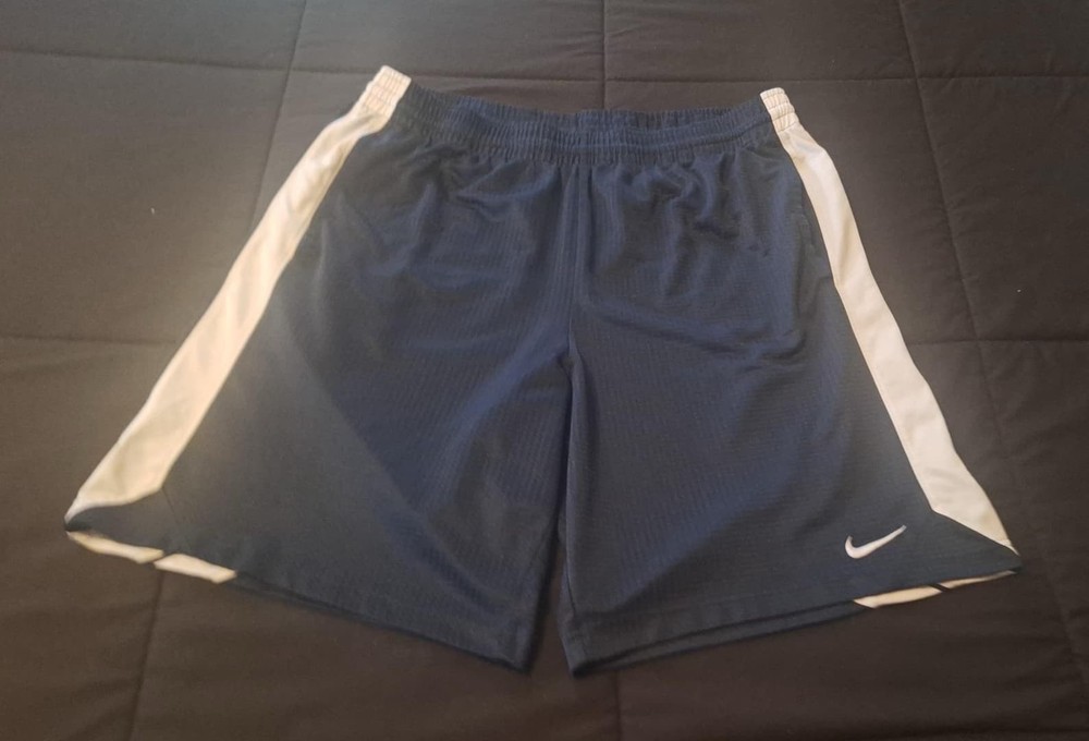 Nike Mens Mesh Basketball Shorts Navy White Stripe Size Large L