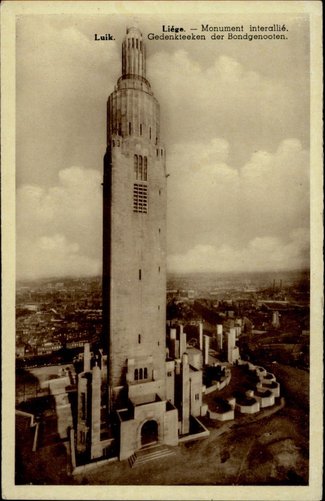 Monument Interallie Liege Belgium vintage postcard s773