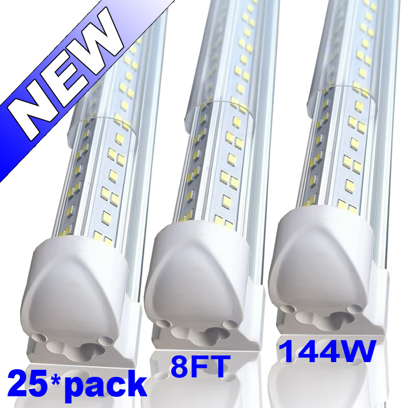 8Foot LED Shop Lights 144W 8ft Led Tube Light Fixture 8' T8 Integrated Bulb 25P