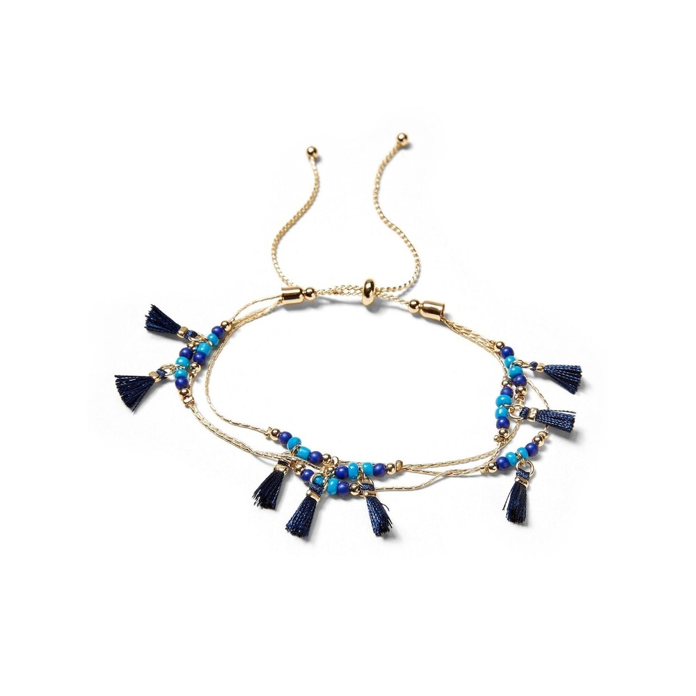 Banana Republic Womens Blue Fringe Slider Bracelet Summer Fridays NWT 45