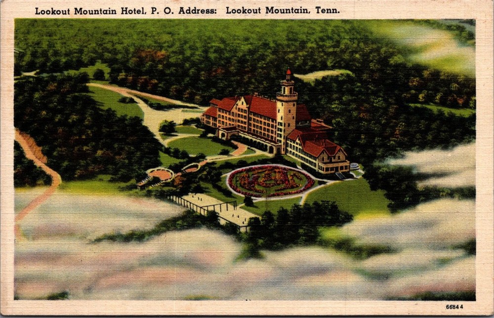 Lookout Mountain Hotel Tennessee Tichnor View Postcard Vintage Chattanooga TN