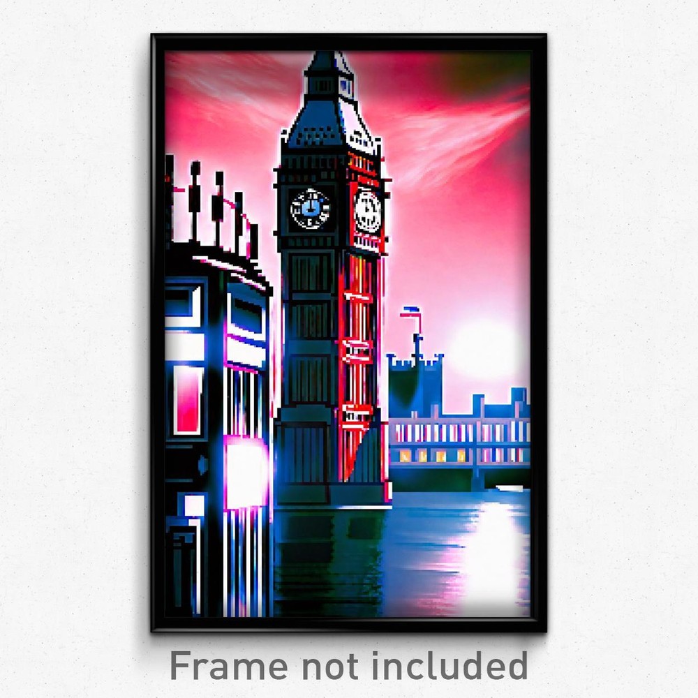 8-Bit Psychedelic Pixel Art Poster - Shiny London Video Game Print