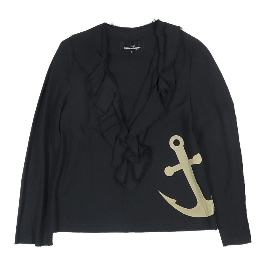 tricot COMME des GARCONS Wool Frill Blouse Vintage Top S Black Used