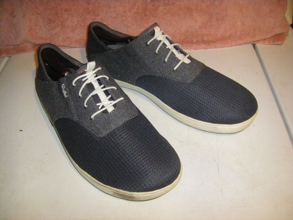 Olukai Shoes Men's 12 Nohea Moku  Blue Gray Mesh Slip on Casual Beach Boat