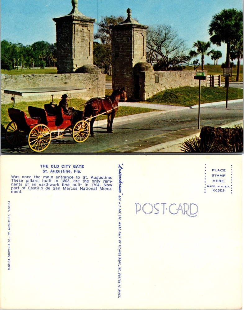 Old City Gate St Augustine Florida FL Postcard