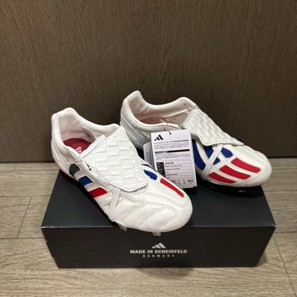 Kith × adidas Predator Mania White Vivid Red Royal Blue JP6336 Men's Size 8.5