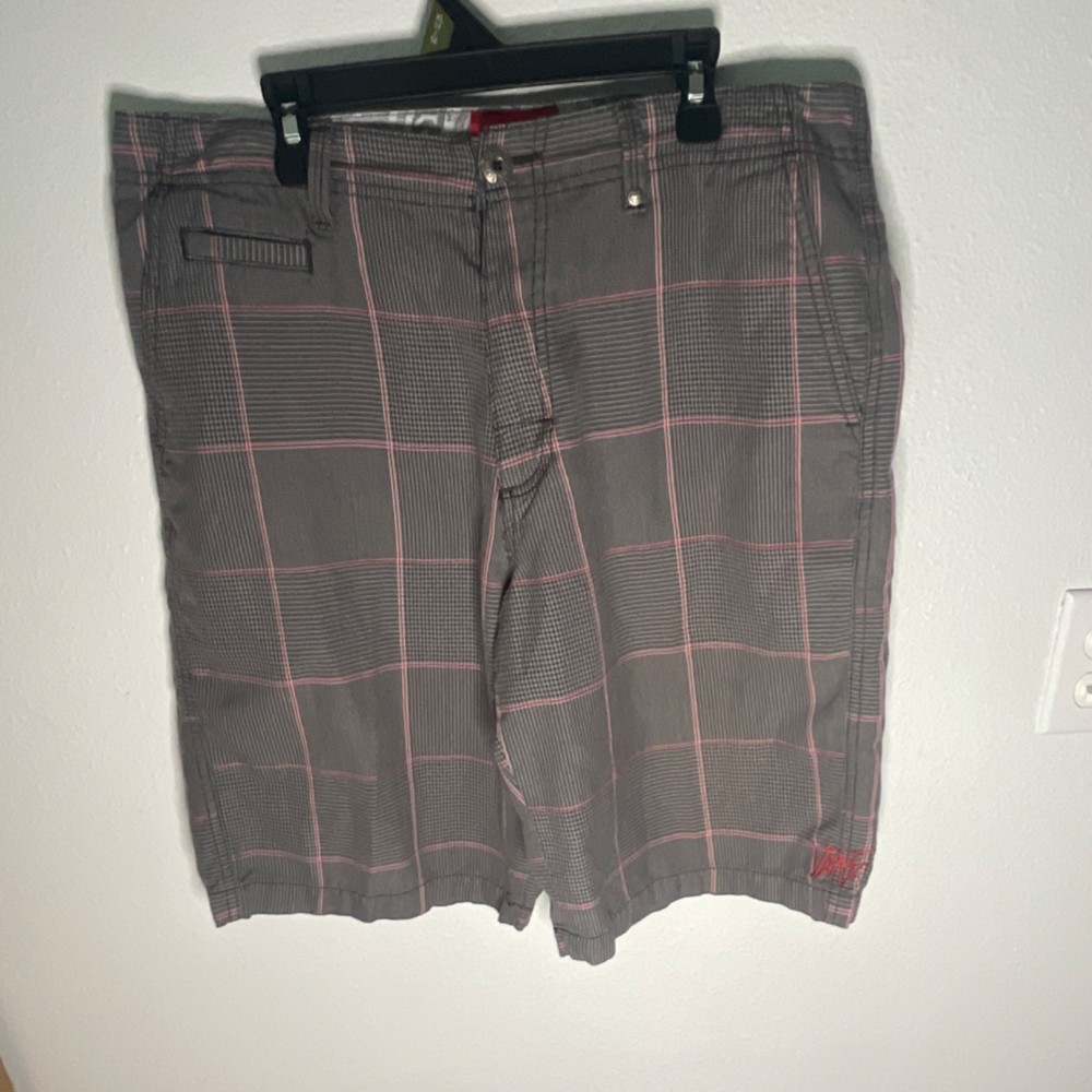 Vans Men's Gray Pink Plaid Cotton Chino Shorts sz 32