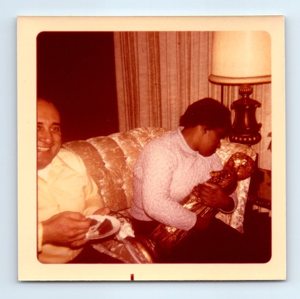 Old Vintage Square Color Photo MAN BLACK AFRICAN AMERICAN WOMAN STATUE