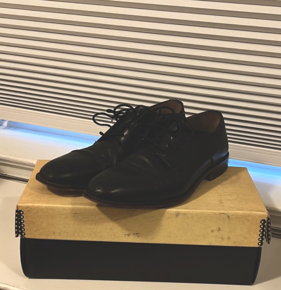 Johnston & Murphy Alredge Black Leather Cap Toe Oxford Dress Shoes 10.5 M