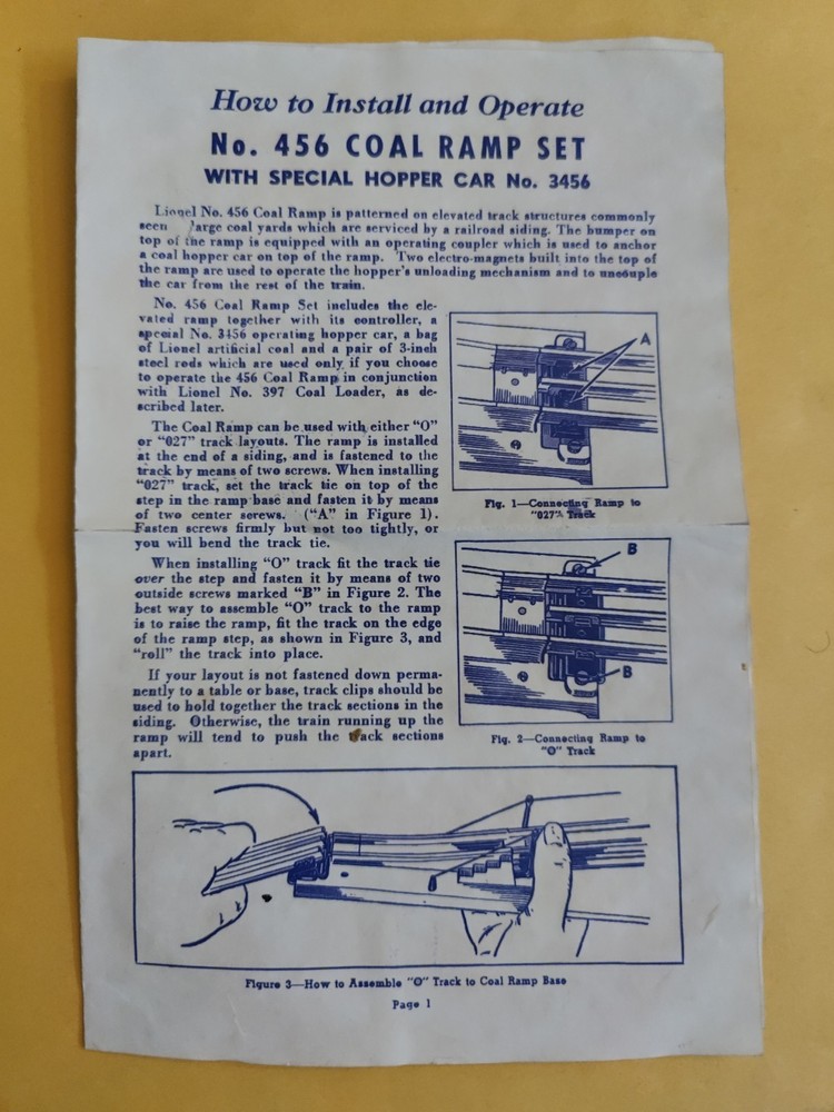 Lionel 456 Cool Ramp Set Instructions Dated 3-51