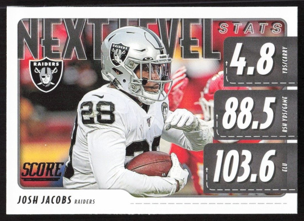 2020 Score Next Level Stats Josh Jacobs Las Vegas Raiders Football Card #NLS-JJ