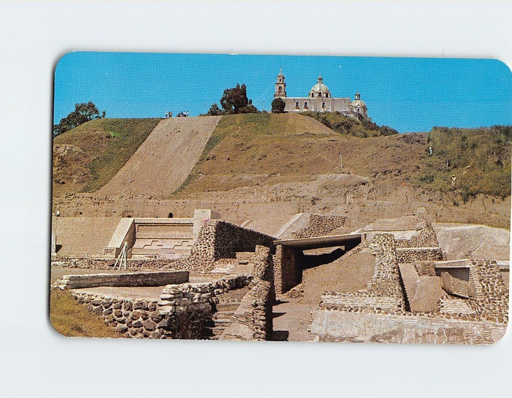Postcard Archaeological Site and Los Remedios Church Cholula Mexico